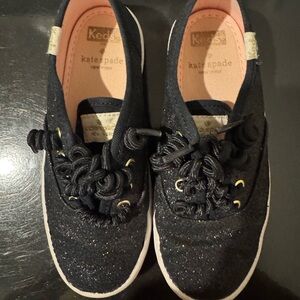 kate spade Black Glitter Kids Lace-Up Sneakers